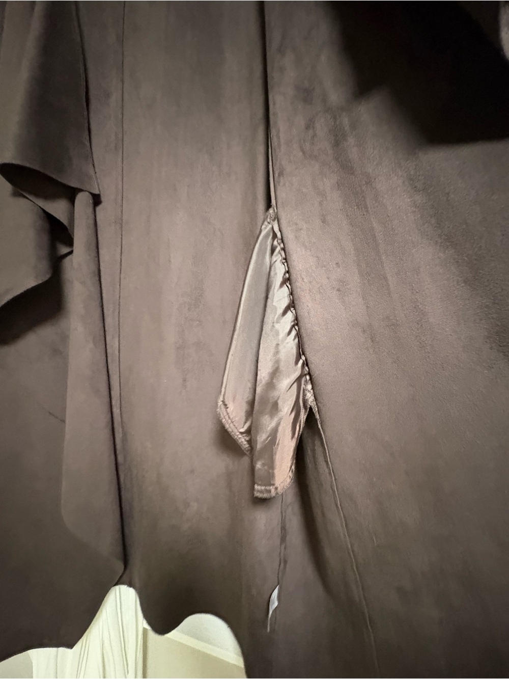 Halogen Brown Suede-Look Open Front Robe Jacket - Picture 6 of 7